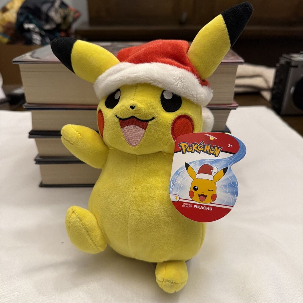 Holiday Pikachu Plush Toy with Santa Hat, Pokémon Christmas Gift Collectible NWT